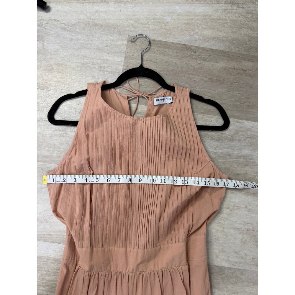 Pampelone Perle Midi Dress Beige Peachy Cotton Tiered Resort Beach Size Medium - Picture 7 of 8